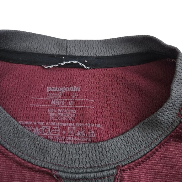 Patagonia Capilene 3 (Mens Medium) Long Sleeve Shirt Maroon Gray Raglan Polartec - Picture 2 of 5